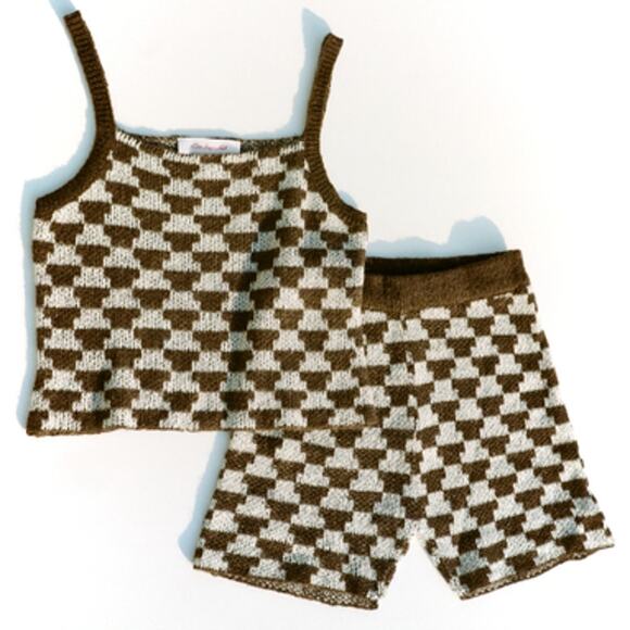 Lisa Says Gah Lucinda Shorts in Vintage Rug Mocha High Rise Knit LSG - Picture 12 of 12